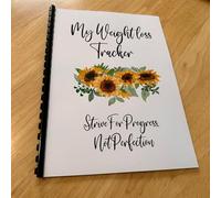 JasonCarlMorgan WinsterCreations - Diario de seguimiento de dieta y pérdida de peso con diseño de girasoles, tamaño A4, hasta 1 año de medición, objetivos de peso y mucho más