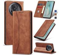 Jasonyu Funda para Honor Magic 5 Pro, Cuero PU Carcasa, Tipo Libro Flip Case con Tarjetas y Cartera, Soporte Plegable, Cierre magnético, Capa (Marrón)