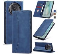 Jasonyu Funda para Honor Magic 5 Pro, Cuero PU Carcasa, Tipo Libro Flip Case con Tarjetas y Cartera, Soporte Plegable, Cierre magnético, Capa (Azul)