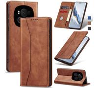 Jasonyu Funda para Honor Magic 6 Pro, Cuero PU Carcasa, Tipo Libro Flip Case con Tarjetas y Cartera, Soporte Plegable, Cierre magnético, Capa (Marrón)