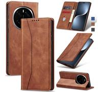 Jasonyu Funda para Honor Magic 7 Pro,Cuero PU Carcasa,Tipo Libro Flip Case con Tarjetas y Cartera,Soporte Plegable,Cierre magnético,Capa (Marrón)