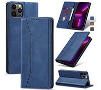 Jasonyu Funda para iPhone 13 Pro MAX, Cuero PU Carcasa, Tipo Libro Flip Case con Tarjetas y Cartera, Soporte Plegable, Cierre magnético, Capa (Azul)
