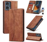 Jasonyu Funda para Moto Edge 50 Fusion Flip Case,Marrón
