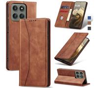Jasonyu Funda para Motorola Moto Edge 60 Pro,Cuero PU Carcasa,Tipo Libro Flip Case con Tarjetas y Cartera,Soporte Plegable,Cierre magnético,Capa (Marrón)