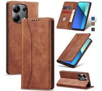 Jasonyu Funda para Redmi Note 13 4G,Cuero PU Carcasa,Tipo Libro Flip Case con Tarjetas y Cartera,Soporte Plegable,Cierre magnético,Capa (Marrón)