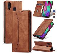 Jasonyu Funda para Samsung Galaxy A40, Cuero PU Carcasa, Tipo Libro Flip Case con Tarjetas y Cartera, Soporte Plegable, Cierre magnético, Capa (Marrón)