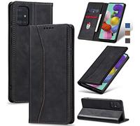 Jasonyu Funda para Samsung Galaxy A51 4G Flip Case,Negro
