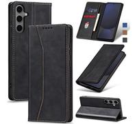 Jasonyu Funda para Samsung Galaxy S24 FE de piel sintética tipo cartera con tapa y tarjetero, soporte, cierre magnético, carcasa de TPU a prueba de golpes, compatible con Samsung S24 FE (negro)