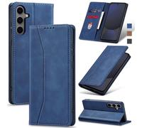 Jasonyu Funda para Samsung Galaxy S24 FE de piel sintética tipo cartera con tapa y tarjetero, soporte, cierre magnético, carcasa de TPU a prueba de golpes, color azul