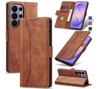Jasonyu Funda para Samsung Galaxy S26 Ultra Flip Case,Marrón