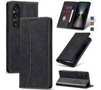 Jasonyu Funda para Sony Xperia 1 Vi,Cuero PU Carcasa,Tipo Libro Flip Case con Tarjetas y Cartera,Soporte Plegable,Cierre magnético,Capa (Negro)