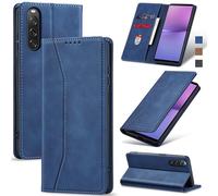 Jasonyu Funda para Sony Xperia 10 V, Cuero PU Carcasa, Tipo Libro Flip Case con Tarjetas y Cartera, Soporte Plegable, Cierre magnético, Capa (Azul)