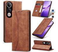 Jasonyu Funda para Vivo V50 Lite,Cuero PU Carcasa,Tipo Libro Flip Case con Tarjetas y Cartera,Soporte Plegable,Cierre magnético,Capa (Marrón)