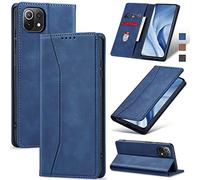 Jasonyu Funda para Xiaomi Mi 11 Lite 4G/5G/5G NE, Cuero PU Carcasa, Tipo Libro Flip Case con Tarjetas y Cartera [Soporte Plegable] [Cierre magnético] Capa Compatible para Xiaomi Mi 11 Lite (Azul)