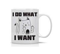 JASOODL Funny Bossy Cat - Tazas de café de 325 ml - Linda taza de mascota para amantes de los animales - Cool Themed Cat Mom Gag perfecto para Navidad y cumpleaños - I Do What I Want Cat 11 oz, blanco