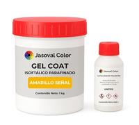 Jasoval Color Gel Coat Amarillo Señal para Barco, Piscina, Fibra de Vidrio, Top Coat Parafinado, Reparaciones y Acabado Final (1 kg Gel Coat + 0,02 L Catalizador)