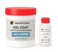 Jasoval Color Gel Coat Azul Pastel para Barco, Piscina, Fibra de Vidrio, Top Coat Parafinado, Reparaciones y Acabado Final (1 kg Gel Coat + 0,02 L Catalizador)