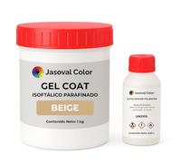 Jasoval Color Gel Coat Beige para Barco, Piscina, Fibra de Vidrio, Top Coat Parafinado, Reparaciones y Acabado Final (1 kg Gel Coat + 0,02 L Catalizador)