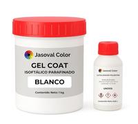 Jasoval Color Gel Coat Blanco para Barco, Piscina, Fibra de Vidrio, Top Coat Parafinado, Reparaciones y Acabado Final (1 kg Gel Coat + 0,02 L Catalizador)