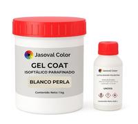 Jasoval Color Gel Coat Blanco Perla para Barco, Piscina, Fibra de Vidrio, Top Coat Parafinado, Reparaciones y Acabado Final (1 kg Gel Coat + 0,02 L Catalizador)