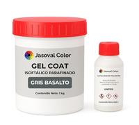 Jasoval Color Gel Coat Gris Basalto para Barco, Piscina, Fibra de Vidrio, Top Coat Parafinado, Reparaciones y Acabado Final (1 kg Gel Coat + 0,02 L Catalizador)
