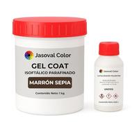 Jasoval Color Gel Coat Marrón Sepia para Barco, Piscina, Fibra de Vidrio, Top Coat Parafinado, Reparaciones y Acabado Final (1 kg Gel Coat + 0,02 L Catalizador)