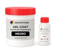 Jasoval Color Gel Coat Negro para Barco, Piscina, Fibra de Vidrio, Top Coat Parafinado, Reparaciones y Acabado Final (1 kg Gel Coat + 0,02 L Catalizador)