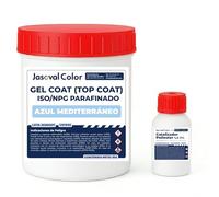 Jasoval Color Gel Coat para Barco, Piscina y Superficies de Fibra de Vidrio - Gel Coat (Top Coat) ISO/NPG Parafinado con Catalizador para Acabado Final (Azul Mediterráneo, 1 kg)