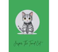 Jasper The Timid Cat Composition NoteBook | Illustrated Cat with Tie Green Cover: A4 College Ruled | Cute Aesthetic For School, College, Office, Work