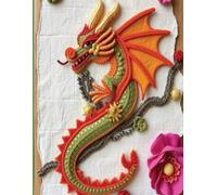 Jasper The TimidCat - Year Of The Dragon Notebook | Mixed Media Green and Orange Dragon Cover: 8.5 × 11 inches | Soft Cover | Lined Pages
