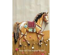 Jasper The TimidCat - Year of the Horse Notebook 2026 | Mixed Media Brown Horse Cover: 6.14×9.21 inches | Lined Journal | Hard Cover | Lined Pages