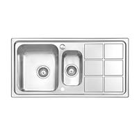 JASSFERRY Fregadero de cocina 1,5 senos, de Acero Inoxidable, escurridor reversible, con colador de residuos