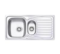 JASSFERRY Fregadero de cocina 1,5 senos, de Acero Inoxidable, escurridor reversible, con colador de residuos