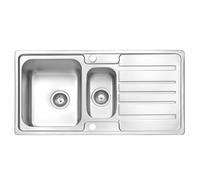 JASSFERRY Fregadero de cocina 1,5 senos, de Acero Inoxidable, escurridor reversible, con colador de residuos