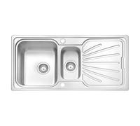 JASSFERRY Fregadero de cocina 1,5 senos, de Acero Inoxidable, escurridor reversible, con colador de residuos