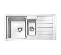 JASSFERRY Fregadero de cocina 1,5 senos, de Acero Inoxidable, escurridor reversible, con colador de residuos