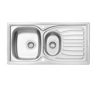 JASSFERRY Fregadero de cocina 1,5 senos, de Acero Inoxidable, escurridor reversible, con colador de residuos