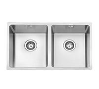 JASSFERRY Fregadero de cocina dos senos, de Acero Inoxidable, bajo encimera, con colador de residuos