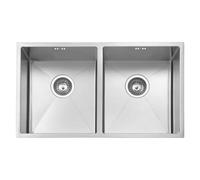 JASSFERRY Fregadero de cocina dos senos, de Acero Inoxidable, bajo encimera, con colador de residuos 745 x 440 x 200mm