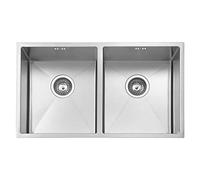 JASSFERRY Fregadero de cocina dos senos, de Acero Inoxidable, bajo encimera, con colador de residuos 745 x 440 x 200mm