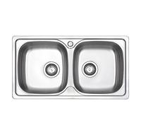 JASSFERRY Fregadero de cocina dos senos, de Acero Inoxidable, con colador de residuos, 80 x 44 cm