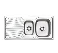 JASSFERRY Fregadero de Cocina Dos Senos de Acero Inoxidable, Escurridor Reversible, 100 x 48 cm