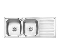 JASSFERRY Fregadero de cocina dos senos, de Acero Inoxidable, escurridor reversible, con colador de residuos