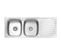 JASSFERRY Fregadero de cocina dos senos, de Acero Inoxidable, escurridor reversible, con colador de residuos