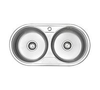 JASSFERRY Fregadero de Cocina Dos Senos, Fregadero Sobre Encimera de Acero Inoxidable, 84 x 44 cm