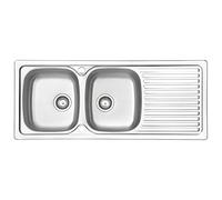 JASSFERRY Fregadero de Cocina Sobre Encimera dos Senos, Fregadero de Acero Inoxidable 304, Escurridor Reversible, 120 x 50 cm