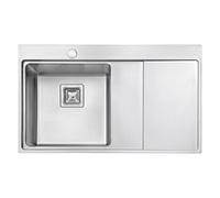 JASSFERRY Fregadero de cocina un seno, de Acero Inoxidable, escurridor a mano derecha, con colador de residuos