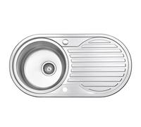 JASSFERRY Fregadero de cocina un seno, de Acero Inoxidable, escurridor reversible, con colador de residuos