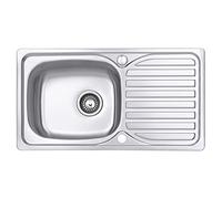 JASSFERRY Fregadero de cocina un seno, de Acero Inoxidable, escurridor reversible, con colador de residuos