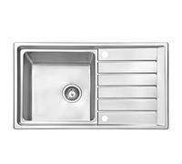 JASSFERRY Fregadero de cocina un seno, de Acero Inoxidable, escurridor reversible, con colador de residuos